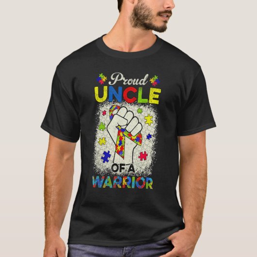 Autisme Oom Van Autisme Bewustzijn Warrior Steun A T-shirt (Voorkant)