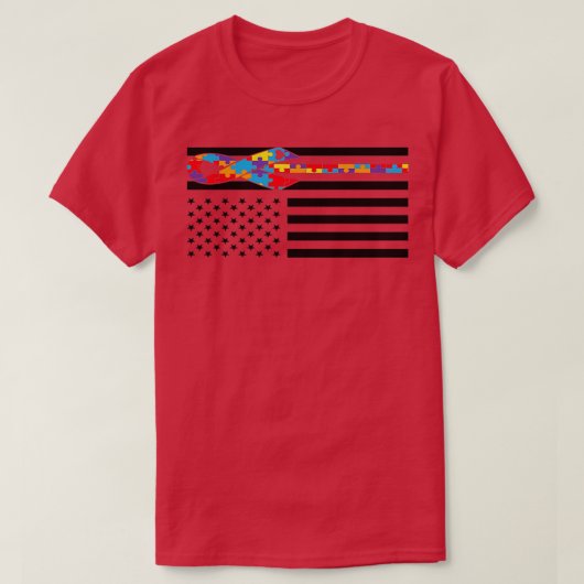 Autisme op dag van bewustwording: vlag vlag Steekp T-shirt (Design voorkant)