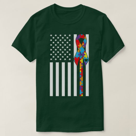 Autisme op dag van bewustwording: vlag vlag Steekp T-shirt (Design voorkant)