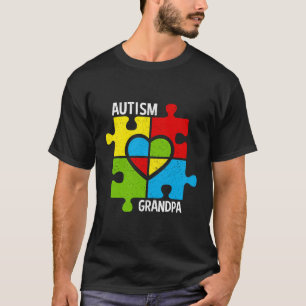Autisme opa puzzelstukjes en hart t-shirt