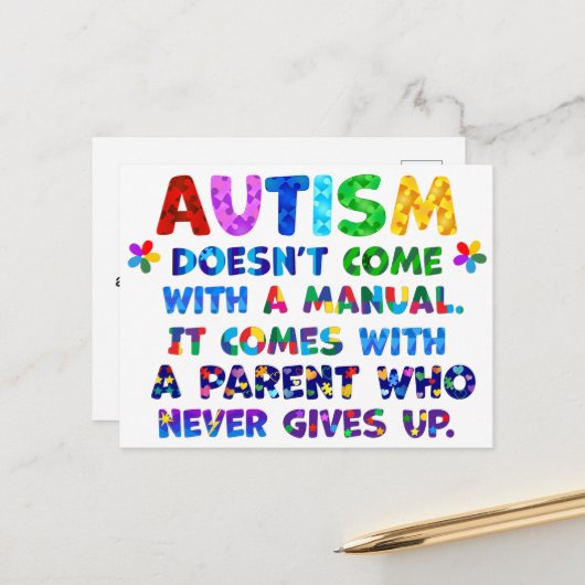 AUTISME Ouder Geeft Nooit Op Briefkaart (Voorkant / Achterkant in situ)