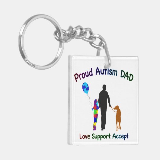 Autisme Pap met hond Sleutelhanger (Voorkant Links)