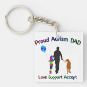 Autisme Pap met hond Sleutelhanger (Voorkant)