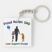 Autisme Pap met hond Sleutelhanger (Achterkant)