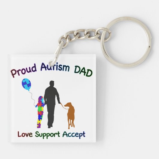 Autisme Pap met hond Sleutelhanger (Achterkant)