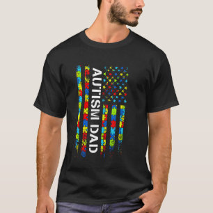Autisme Papa Amerikaanse Vlag Puzzel Trots Steun B T-shirt