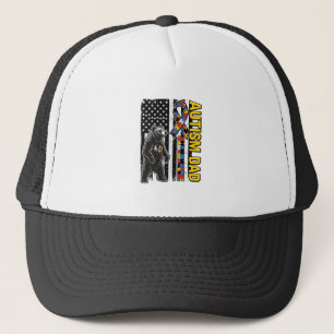 Autisme Papa Beer Vlag Bewustzijnsshirt Ontwerp_1 Trucker Pet