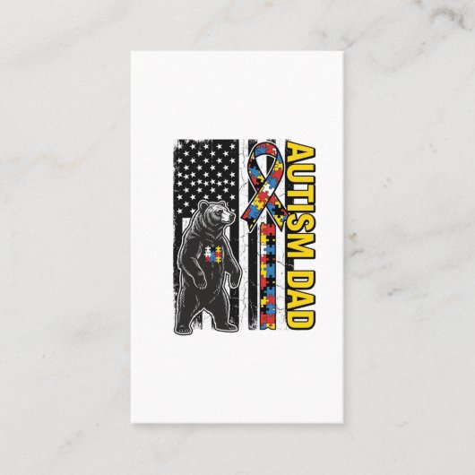Autisme Papa Beer Vlag Bewustzijnsshirt Ontwerp_1 Visitekaartje (Voorkant)