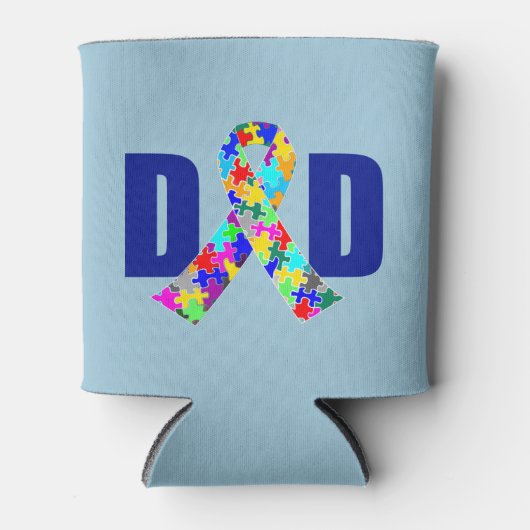 Autisme Papa Blauw Bewustzijnslint Blikjeskoeler (Voorkant)