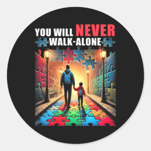 Autisme papa mama je zult nooit alleen lopen autis ronde sticker