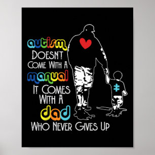Autisme Papa Nooit Opgeven Bewustzijn Papa Inspira Poster