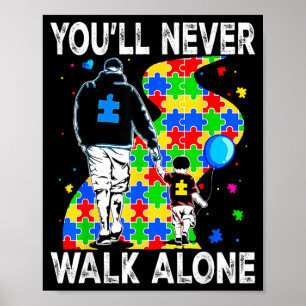 Autisme Papa Ondersteuning Alleen Puzzel Je Zal No Poster