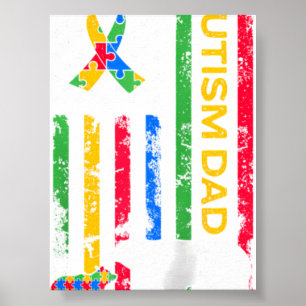 Autisme Papa Patriotisch - Usa Puzzel Lint Papa Be Poster