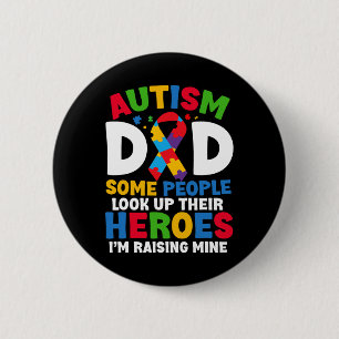Autisme papa puzzel lint trotse zoon held autisme  ronde button 5,7 cm