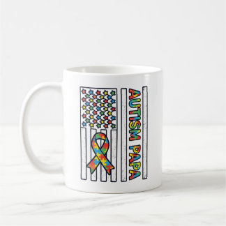 Autisme Papa Vlag Lint Puzzelstuk Shirt Ontwerp_ Koffiemok
