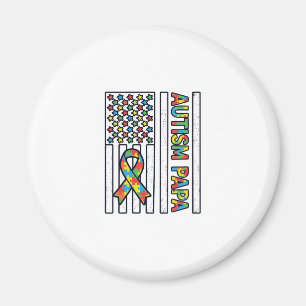 Autisme Papa Vlag Lint Puzzelstuk Shirt Ontwerp_ Magneet