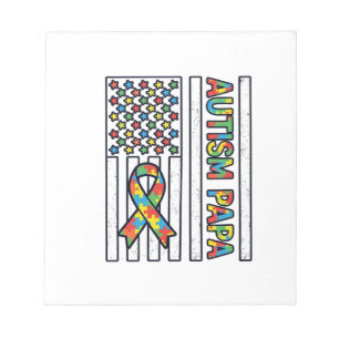 Autisme Papa Vlag Lint Puzzelstuk Shirt Ontwerp_ Notitieblok