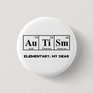 Autisme, Periodic Table Elements & Sherlock Holmes Ronde Button 3,2 Cm