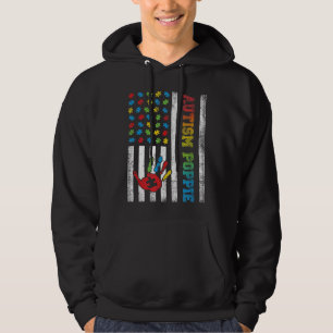 Autisme Poppie American Flag Autism Awareness Hoodie