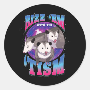 Autisme Possum Lover Gift Rizz Em met de Tism Fun Ronde Sticker