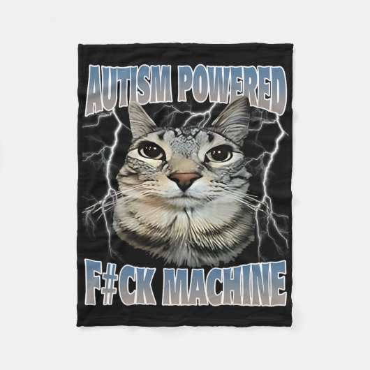 Autisme Powered F#ck Machine Funny Cat Meme Autist Fleece Deken (Voorkant)