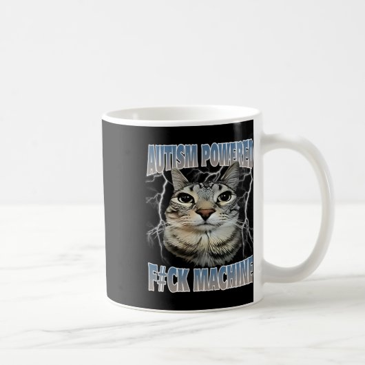 Autisme Powered F#ck Machine Funny Cat Meme Autist Koffiemok (Rechts)