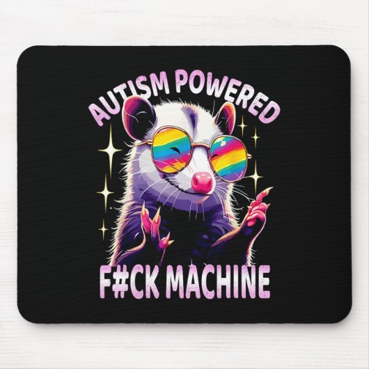 Autisme Powered F#ck Machine Grappig Meme Opossum  Muismat (Voorkant)
