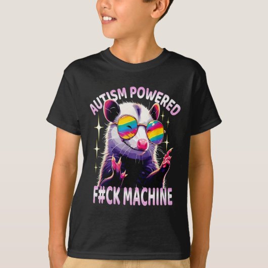 Autisme Powered F#ck Machine Grappig Meme Opossum  T-shirt (Voorkant)