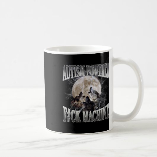 Autisme Powered F#ck Machine Grappig Meme Wolf Aut Koffiemok (Rechts)