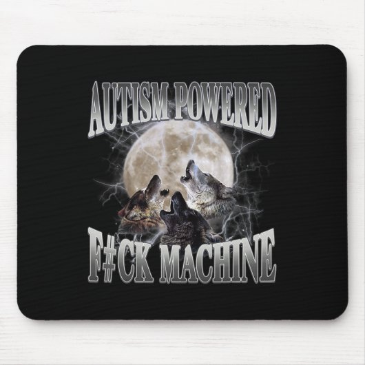 Autisme Powered F#ck Machine Grappig Meme Wolf Aut Muismat (Voorkant)