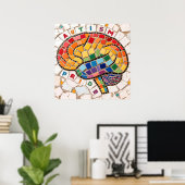 Autisme Pride Mozaïek Hersenen Neurodiversiteit Be Poster (Thuiskantoor)