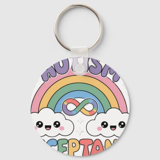 Autisme Pro Acceptatie Regenboog met Oneindigheids Sleutelhanger (Voorkant)