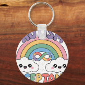 Autisme Pro Acceptatie Regenboog met Oneindigheids Sleutelhanger (Voorkant)