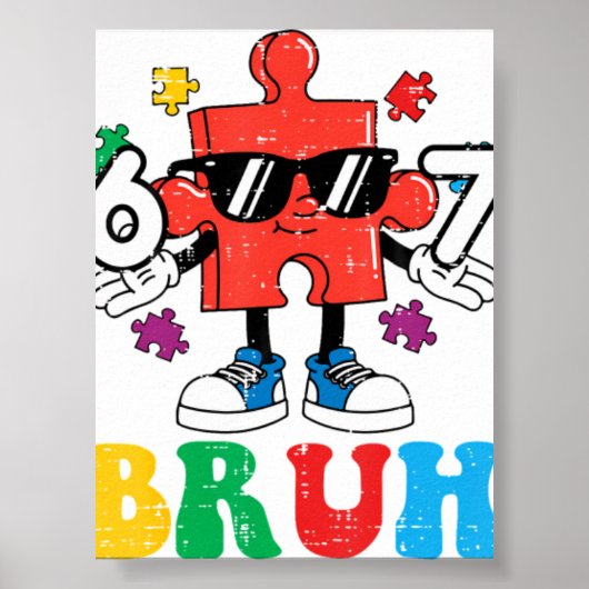 Autisme Puzzel 6 7 Hand Bru Poster (Voorkant)