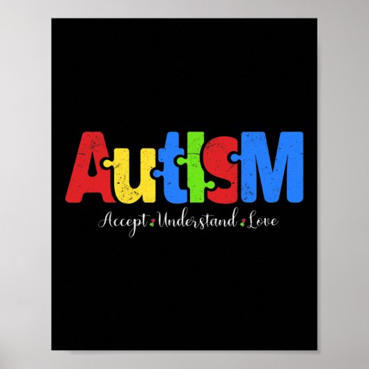 Autisme Puzzel Accepteer Begrijp Liefde Autisme Be Poster (Voorkant)