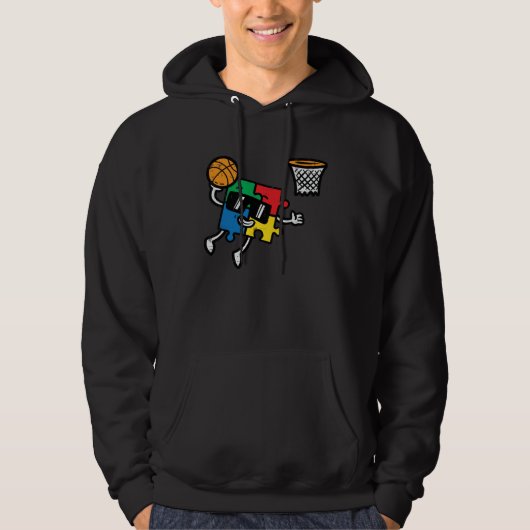 Autisme Puzzel Basketbal Dunk Awareness Peuter Jon Hoodie (Voorkant)