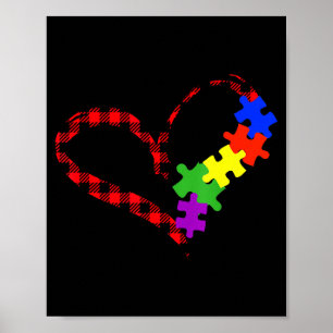 Autisme Puzzel Buffalo Geruit Liefde Kerst Grafisc Poster