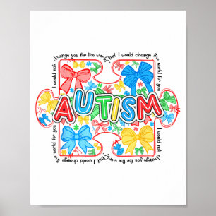Autisme Puzzel Coquette Strikje Lint Autisme Bewus Poster