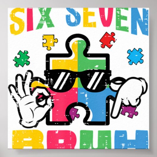 Autisme Puzzel Hand Zes Zeven Breek Poster (Voorkant)
