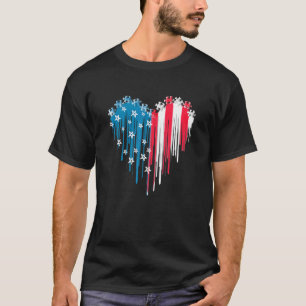 Autisme Puzzel Hart Amerikaanse Vlag Veteraan Onaf T-shirt