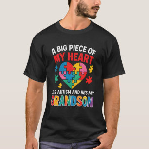 Autisme Puzzel Hart Kleinzoon Bewustzijn Trots Opa T-shirt