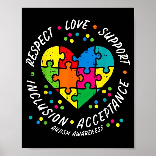 Autisme-puzzel hart liefde ondersteuning bewustzij poster (Voorkant)