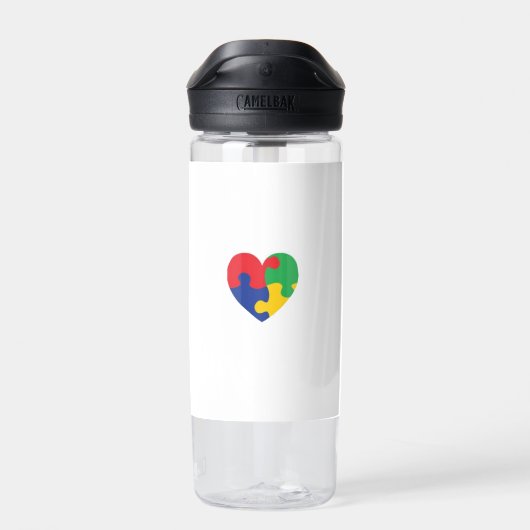 Autisme puzzel Hart Waterfles (Achterkant)