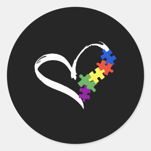Autisme Puzzel Liefde Autisme Bewustzijn Voor Ronde Sticker (Voorkant)