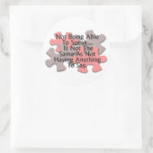 "Autisme puzzel: niet spreken" Ronde Sticker (Tas)
