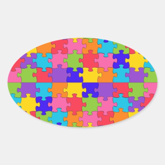 autisme puzzel ovale sticker (Voorkant)
