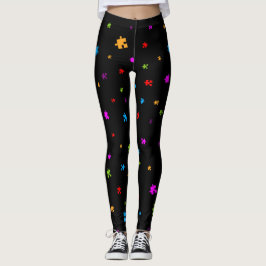 Autisme Puzzel Stukken op ZWART Leggings