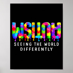Autisme-puzzel verf druppel anders zien poster