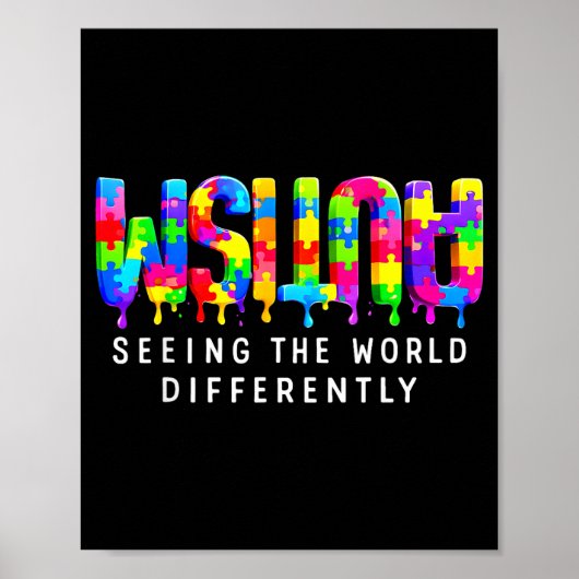 Autisme-puzzel verf druppel anders zien poster (Voorkant)