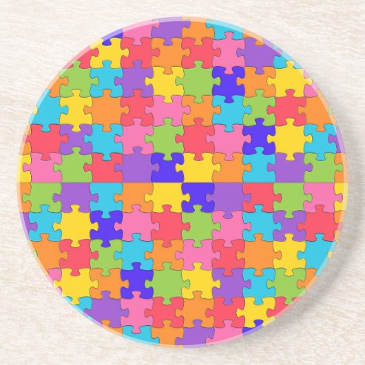 autisme puzzel zandsteen onderzetter (Voorkant)